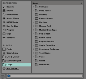 Put all your loops in one big folder for optimal performance.  If you add all the subfolders to places, Live will spend a lot of time searching the disk instead of making sick beats.